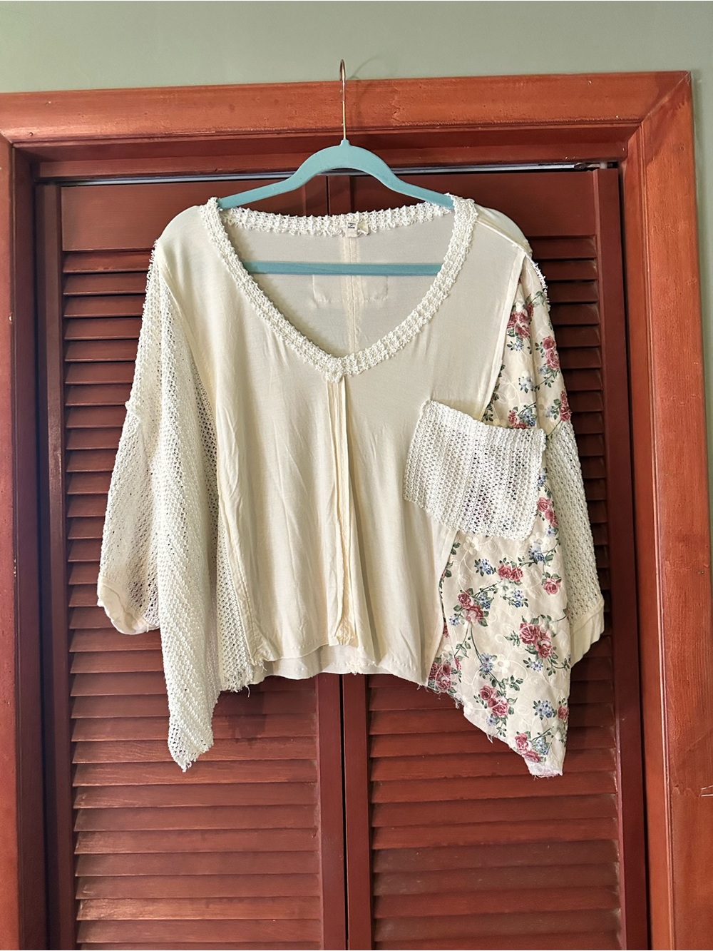 POL Boho Vibe Floral Patchwork V-Neck Tunic